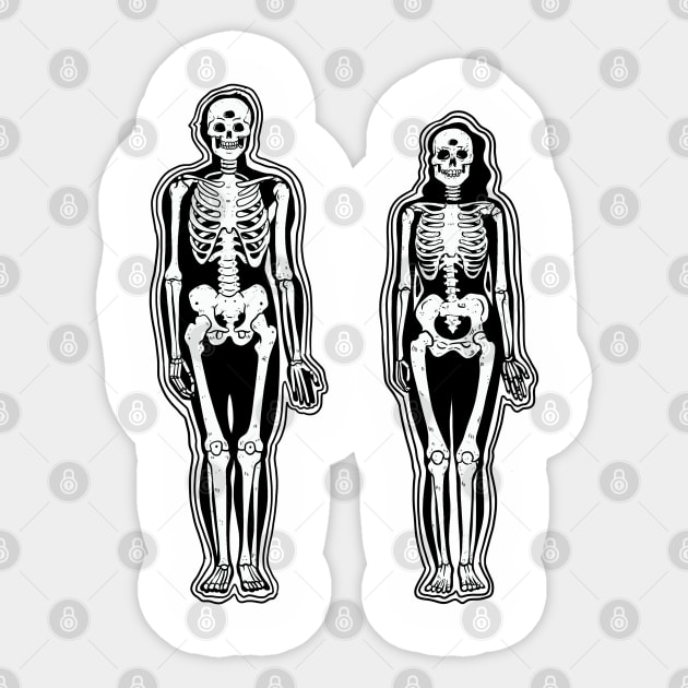 Man and woman skeleton xray halloween goth deisgn Sticker by Juliet & Gin